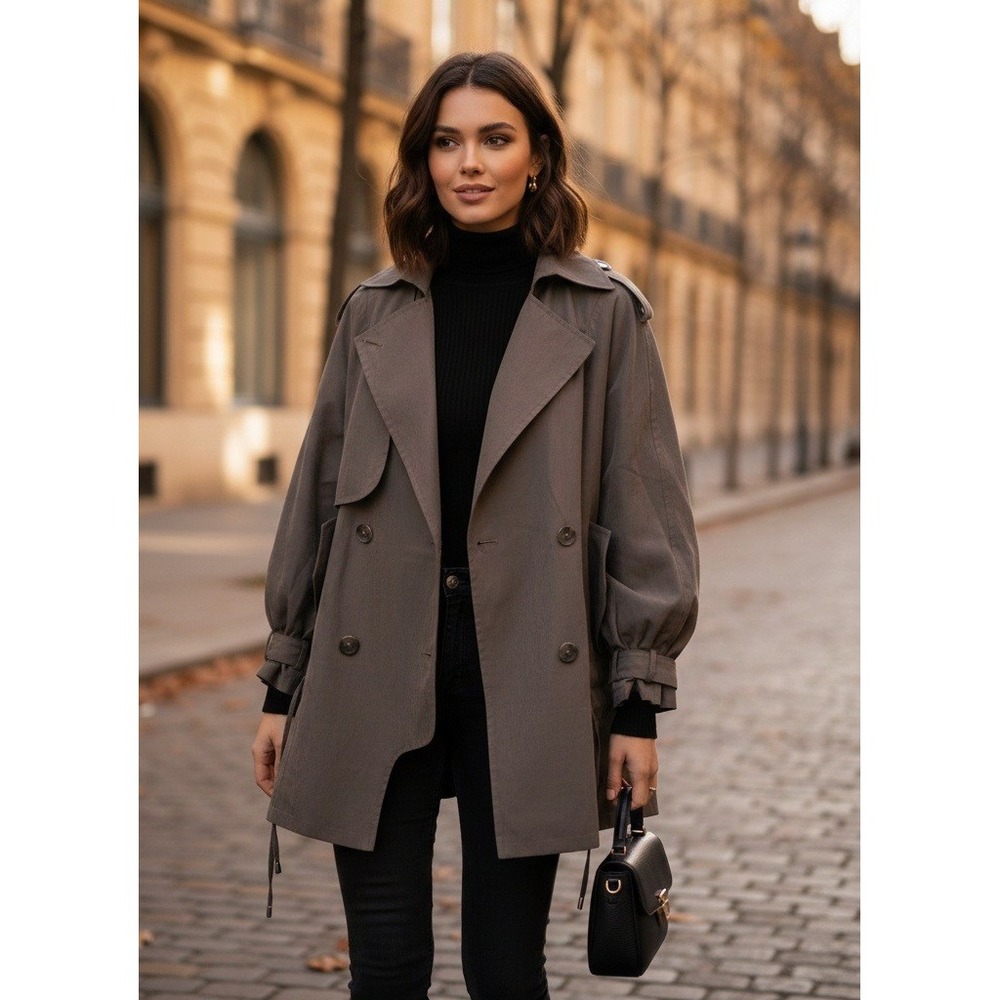 Lindi Women Trench Jacket Double Breasted Corduroy Outdoor Size S NWT J3205W-13C